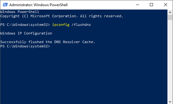 Polecenie flushdns administratora Windows PowerShell - serwer DHCP ciągle się zatrzymuje